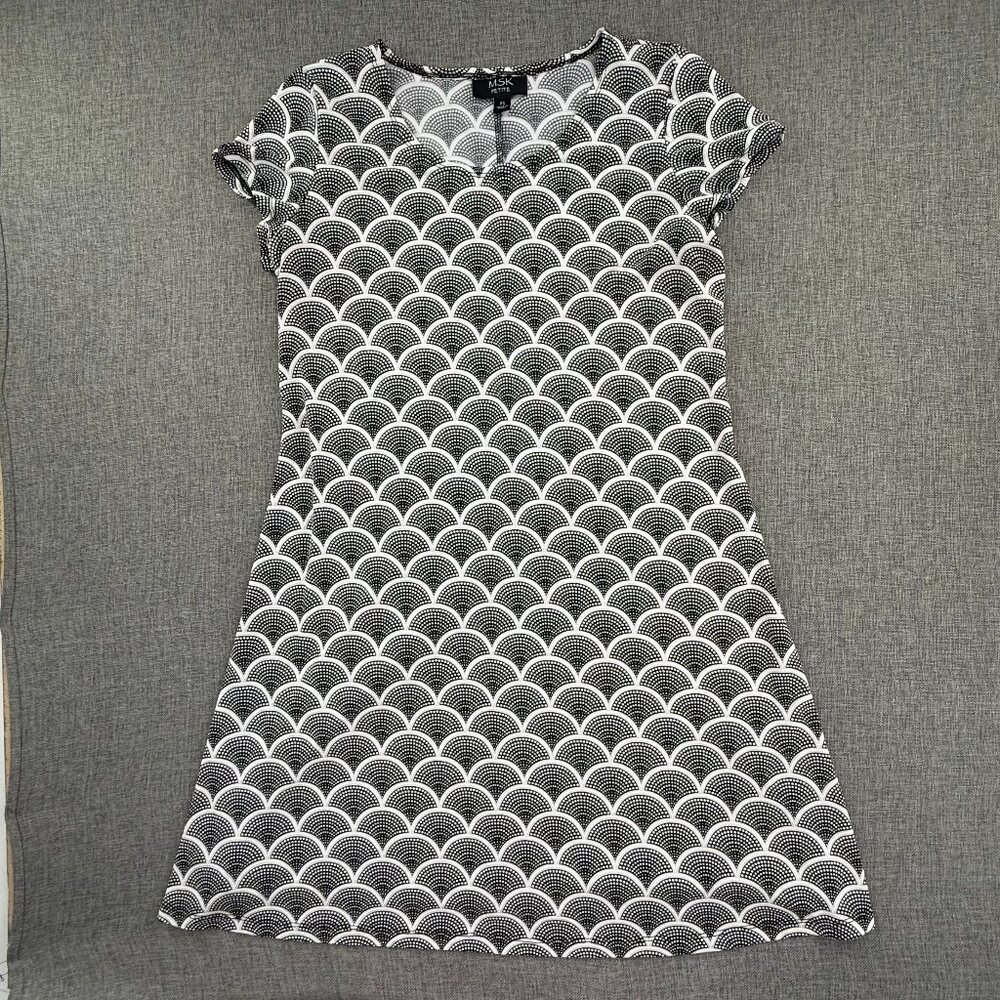 MSK Pullover Dress Cap Sleeves Mermaid Scales Petite Small Stretchy Scoop neck